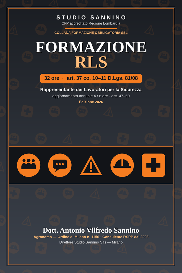 Copertina: Formazione RLS: Manuale didattico per il Rappresentante dei Lavoratori per la Sicurezza â€” Corso base 32 ore e aggiornamenti annuali (artt. 37 e 47â€“50 D.Lgs. 81/08) â€” Edizione 2026